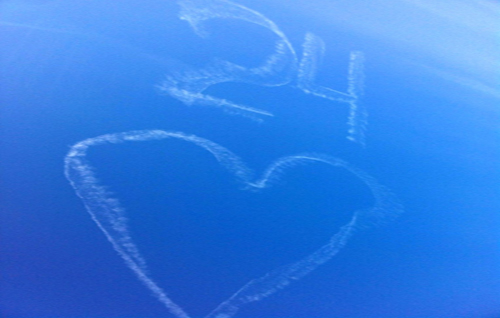 Heart 24 skywriting